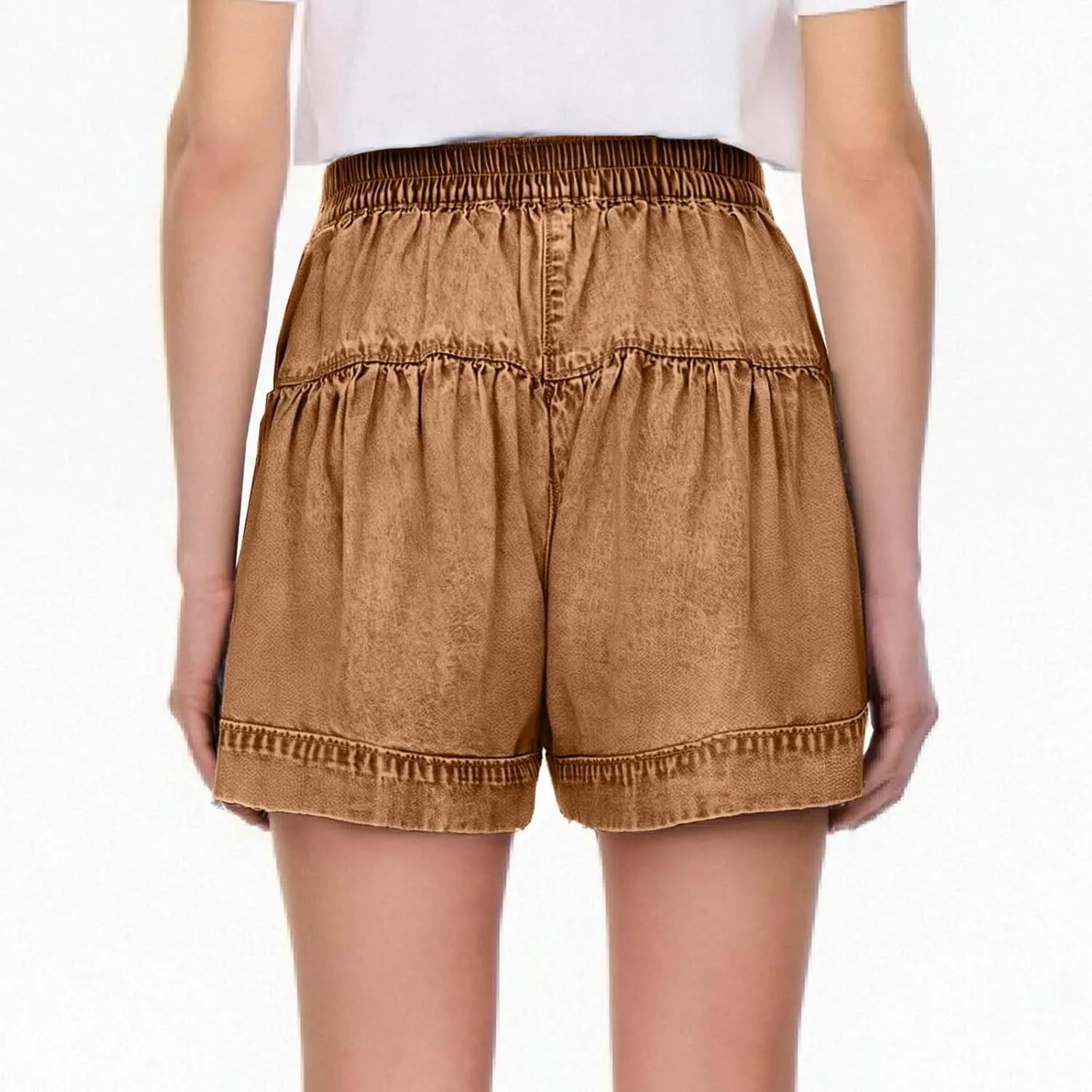 Womens Denim Shorts Baggy High Waisted Flowy Wide Leg Buttons Pleated Casual Summer Jean Shorts Trendy Ruffle Skorts