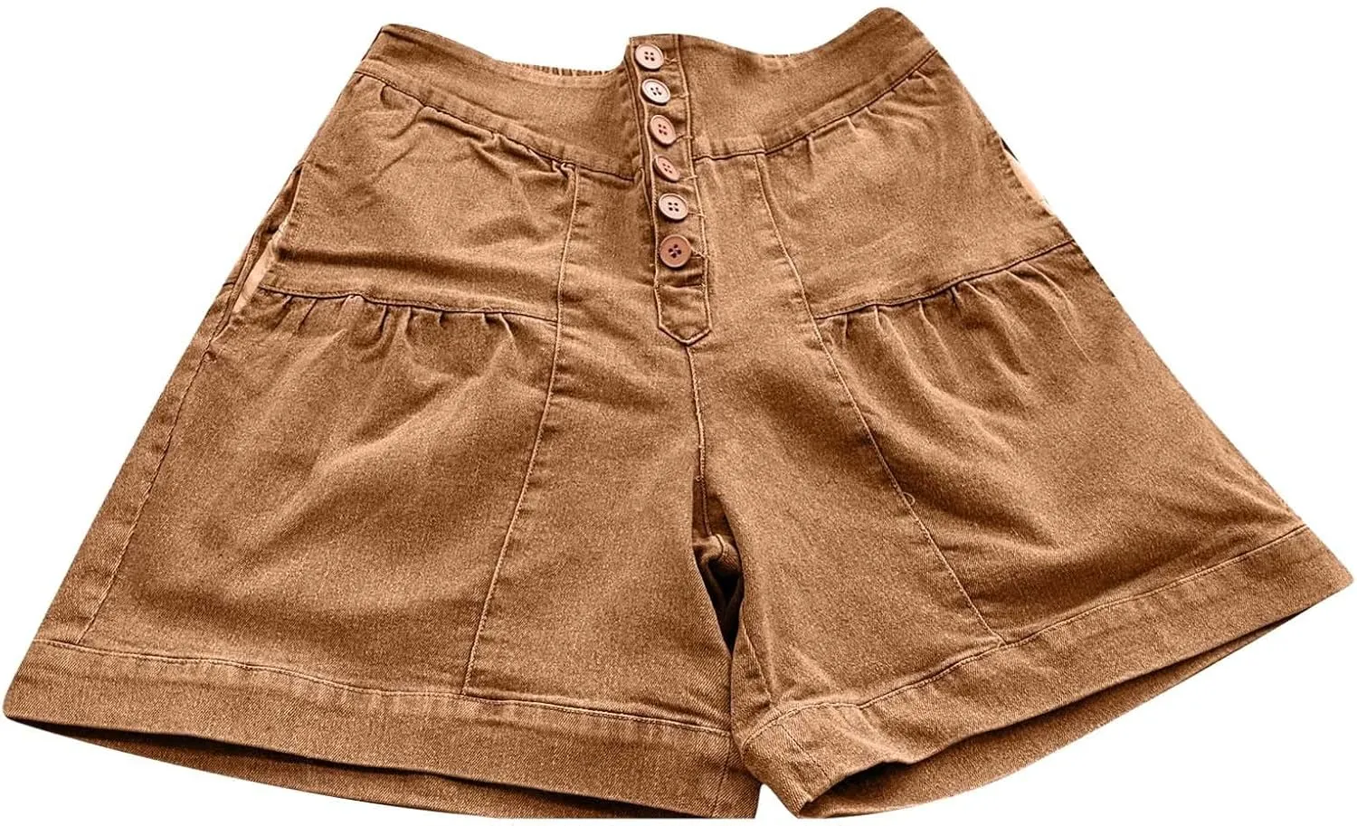 Womens Denim Shorts Baggy High Waisted Flowy Wide Leg Buttons Pleated Casual Summer Jean Shorts Trendy Ruffle Skorts
