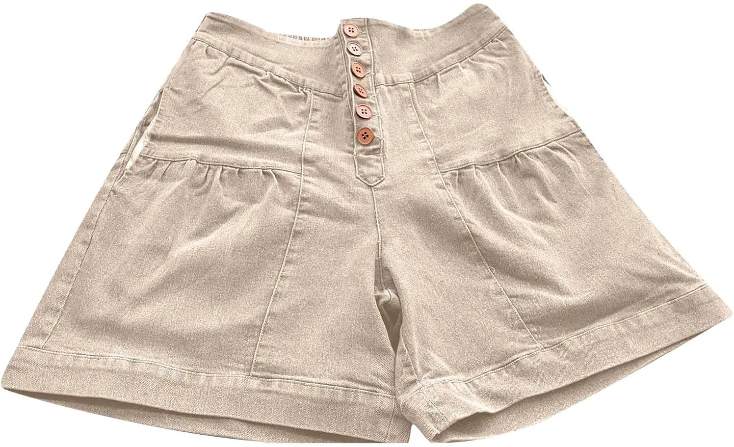 Women's Denim Shorts Summer Baggy High Waisted Flowy Wide Leg Buttons Pleated Jean Shorts Summer 2025 Casual Skorts