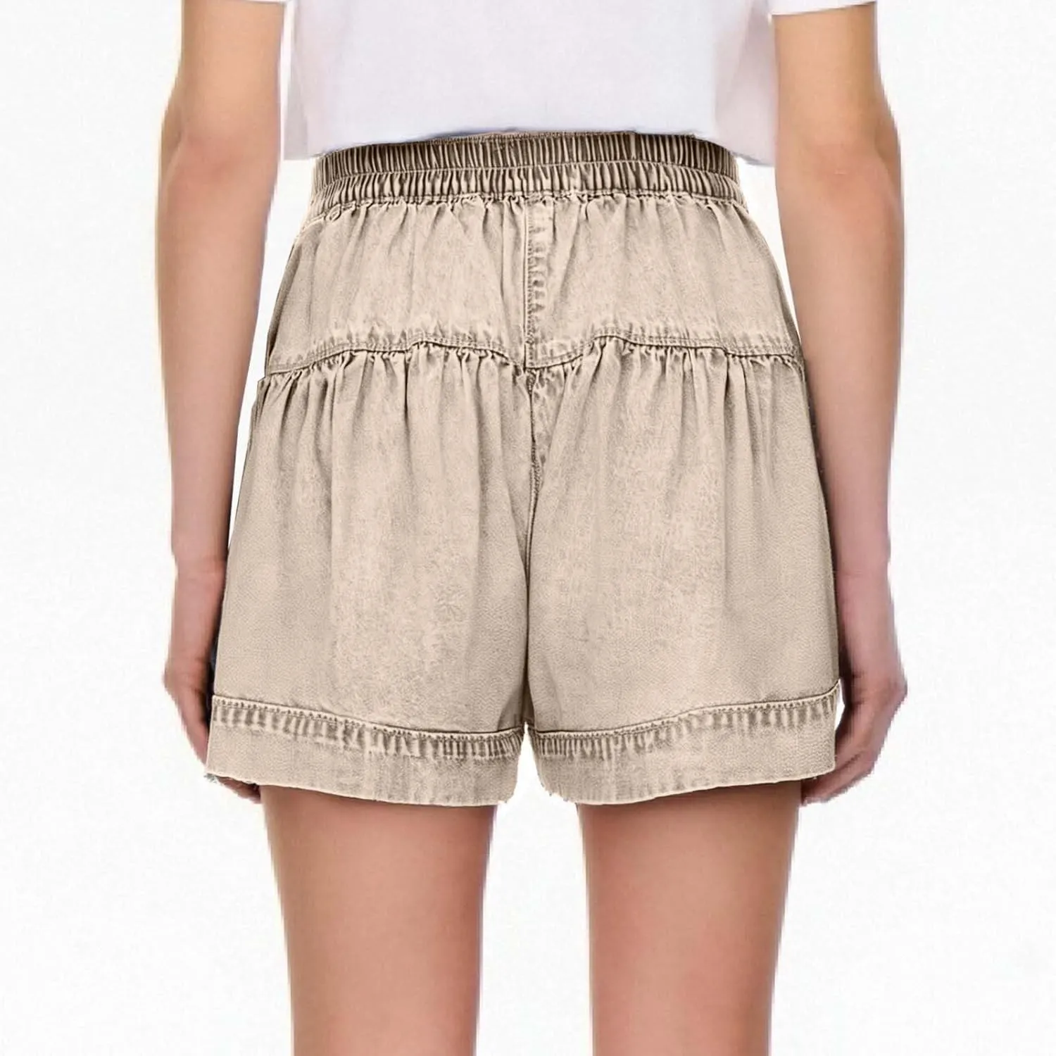 Women's Denim Shorts Summer Baggy High Waisted Flowy Wide Leg Buttons Pleated Jean Shorts Summer 2025 Casual Skorts