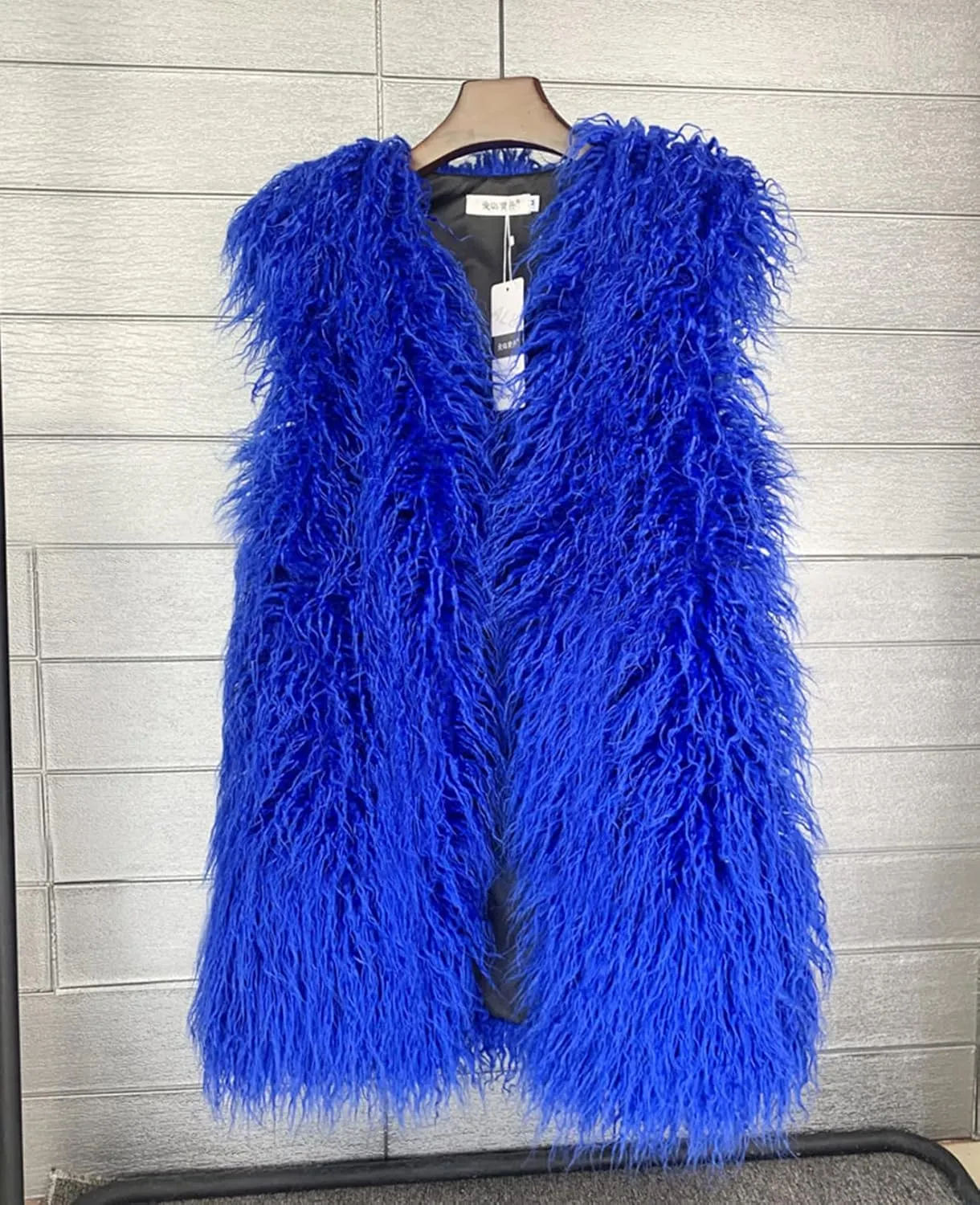 Women's Faux Fur Long Waistcoat,Warm Fluffy Emerald Green Vests Stylish Jackets Coat