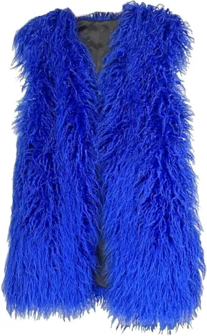 Women's Faux Fur Long Waistcoat,Warm Fluffy Emerald Green Vests Stylish Jackets Coat