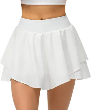 Women's High Waist Tennis Skirts Cutting Hem Pleated Athletic Golf Running Skorts Summer Lightweight Flowy Lounge Shorts