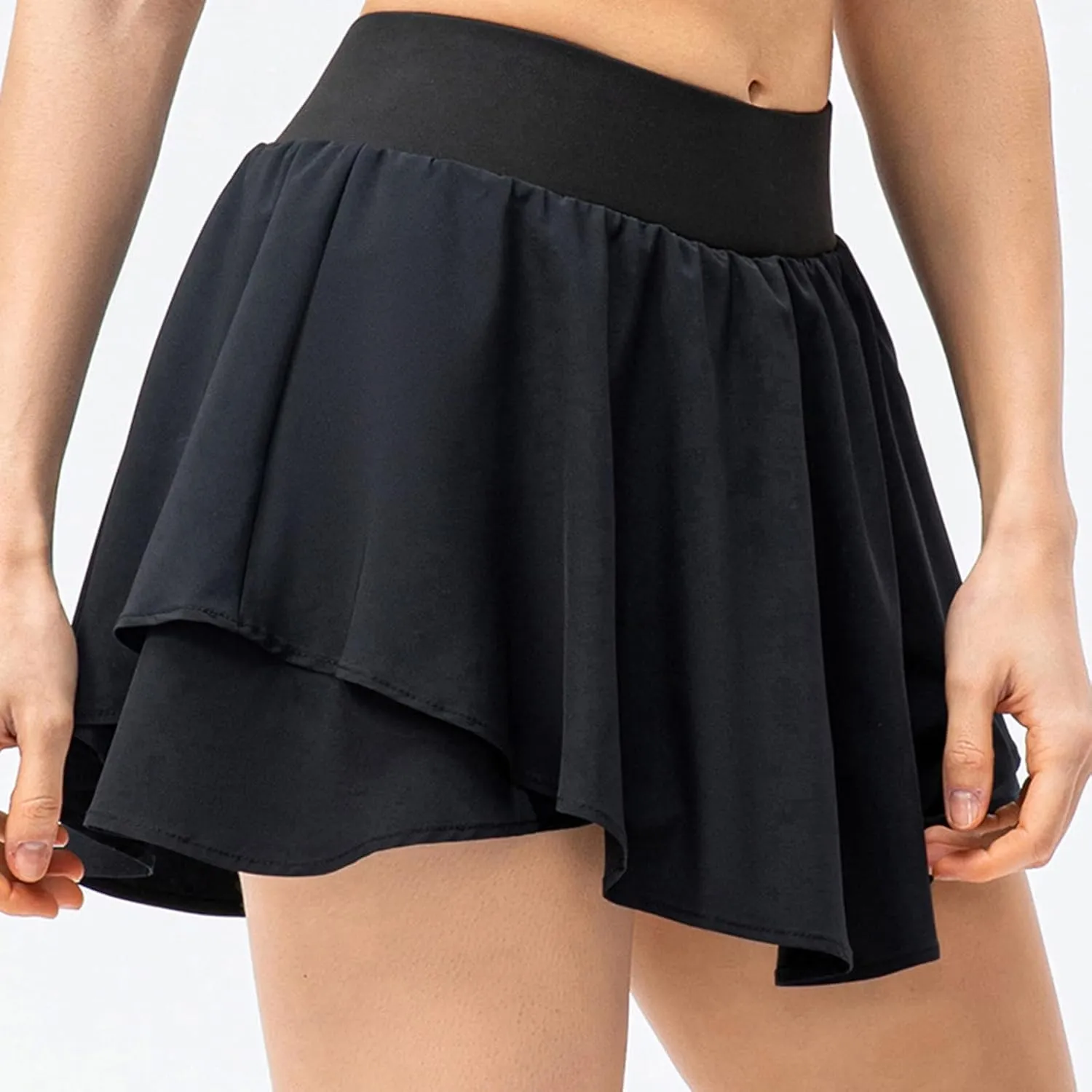 Women's High Waist Tennis Skirts Cutting Hem Pleated Athletic Golf Running Skorts Summer Lightweight Flowy Lounge Shorts