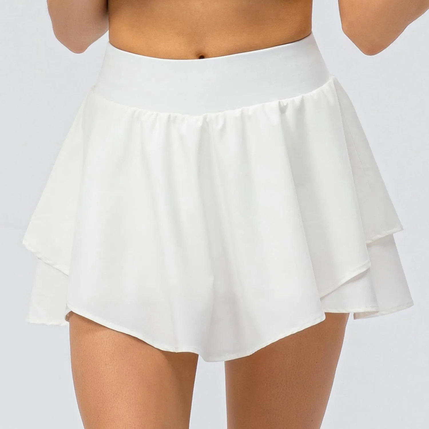 Women's High Waist Tennis Skirts Cutting Hem Pleated Athletic Golf Running Skorts Summer Lightweight Flowy Lounge Shorts