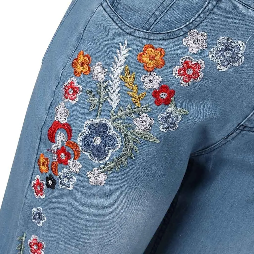 Womens High Waist Vintage Pants Casual Straight Leg Baggy Trousers Casual Loose Wide Leg Floral Print Jeans Streetwear