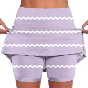 Womens High Waisted Skorts Skirts Plus Size Sports Shorts Color Block Stripe Bottoming Skirts Mini Skirts with Shorts