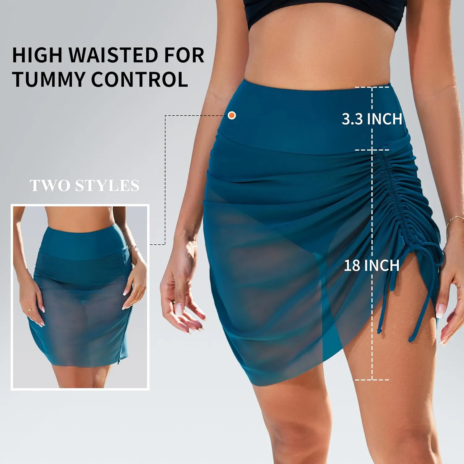 Women's High Waisted Swim Skirt Tummy Control Bikini Swimsuit Bathing Suit