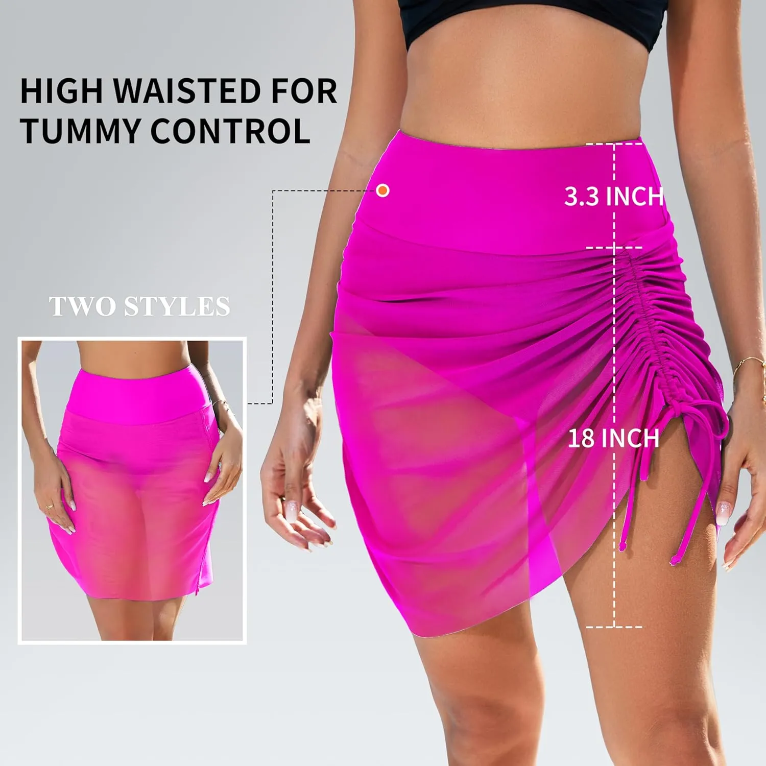 Women's High Waisted Swim Skirt Tummy Control Bikini Swimsuit Bathing Suit