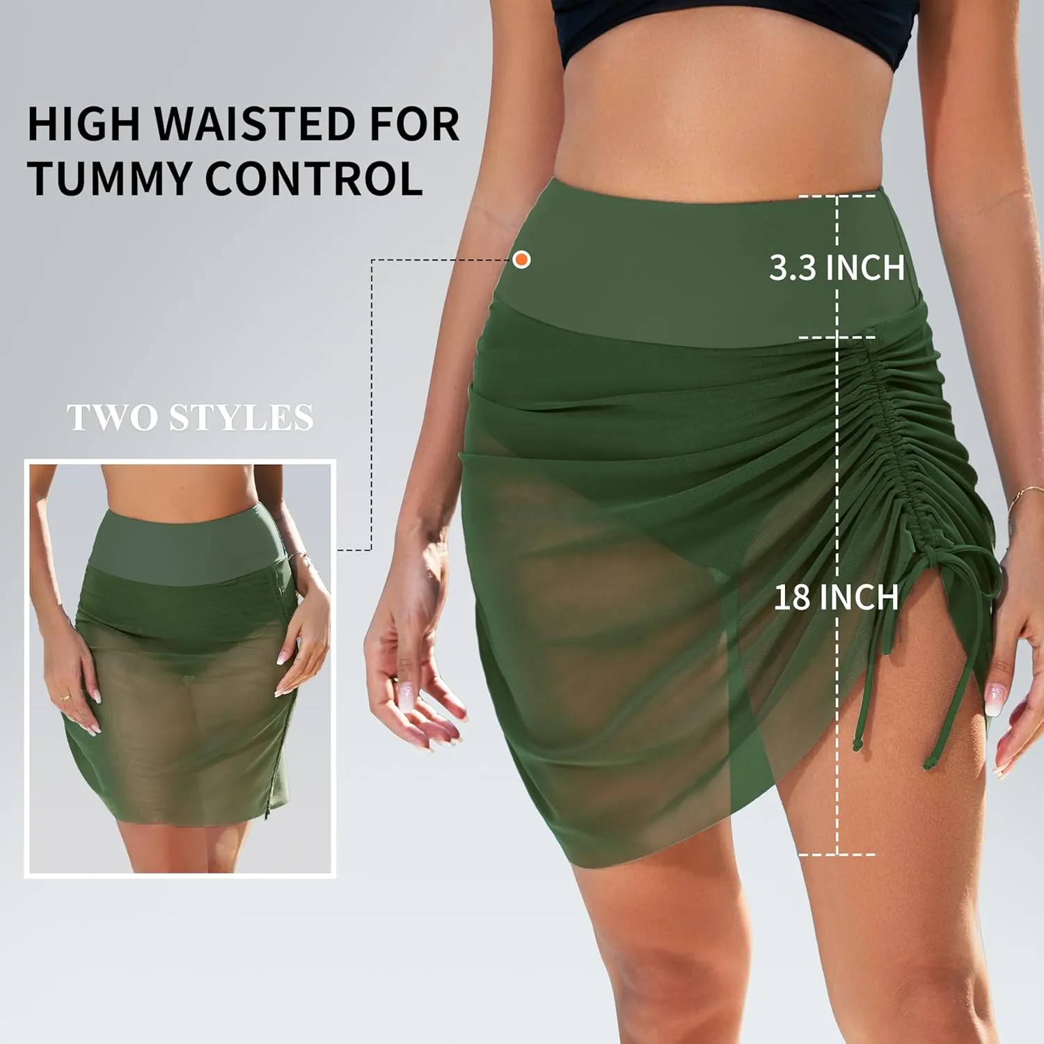 Women's High Waisted Swim Skirt Tummy Control Bikini Swimsuit Bathing Suit