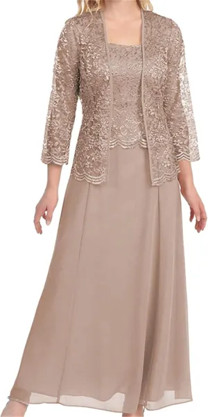 Womens Lace Mother of The Bride Dresses for Wedding Formal Gowns with Jacket