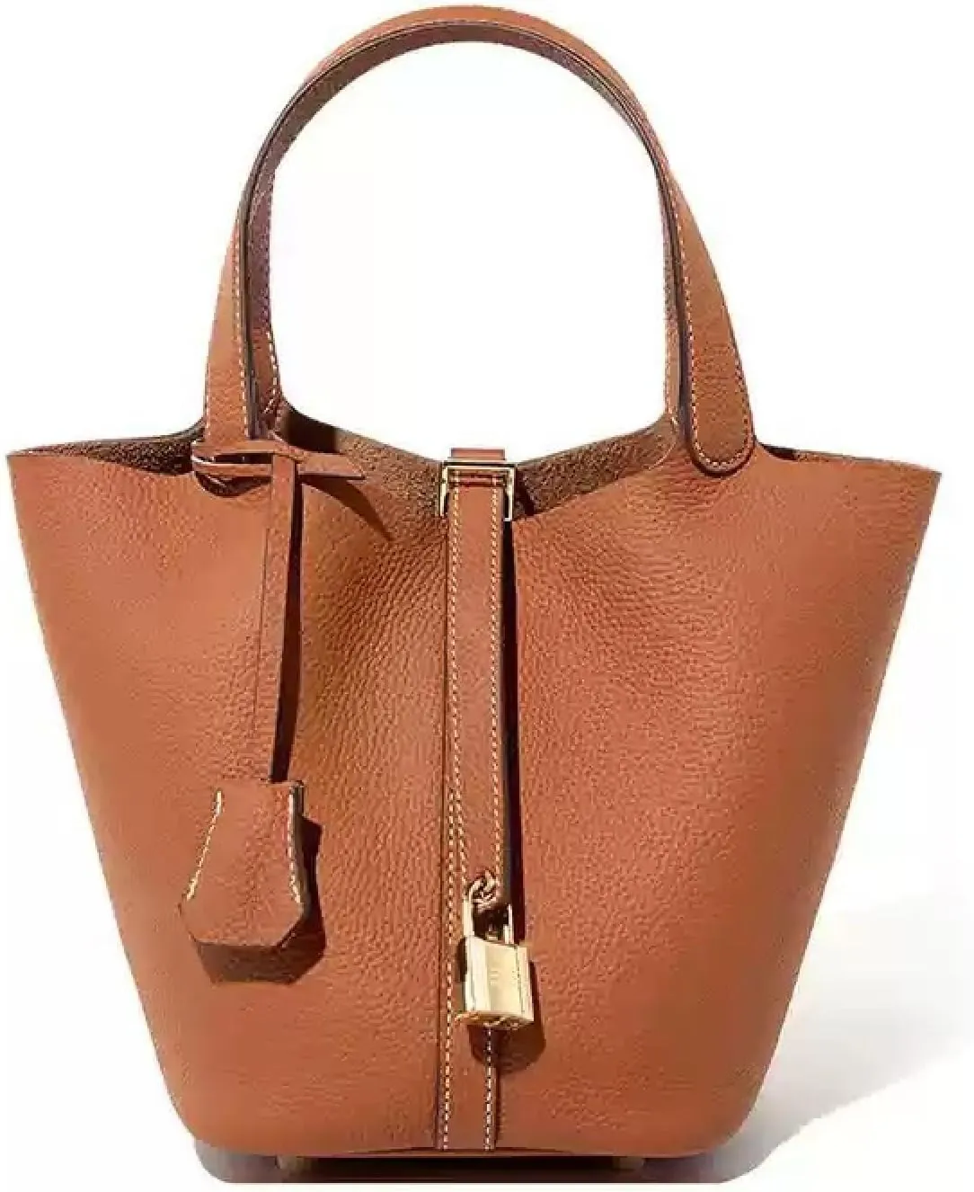 Women's Leather Bucket Bag Old Trend Lychee Drawstring Soft Basket Tote Bag