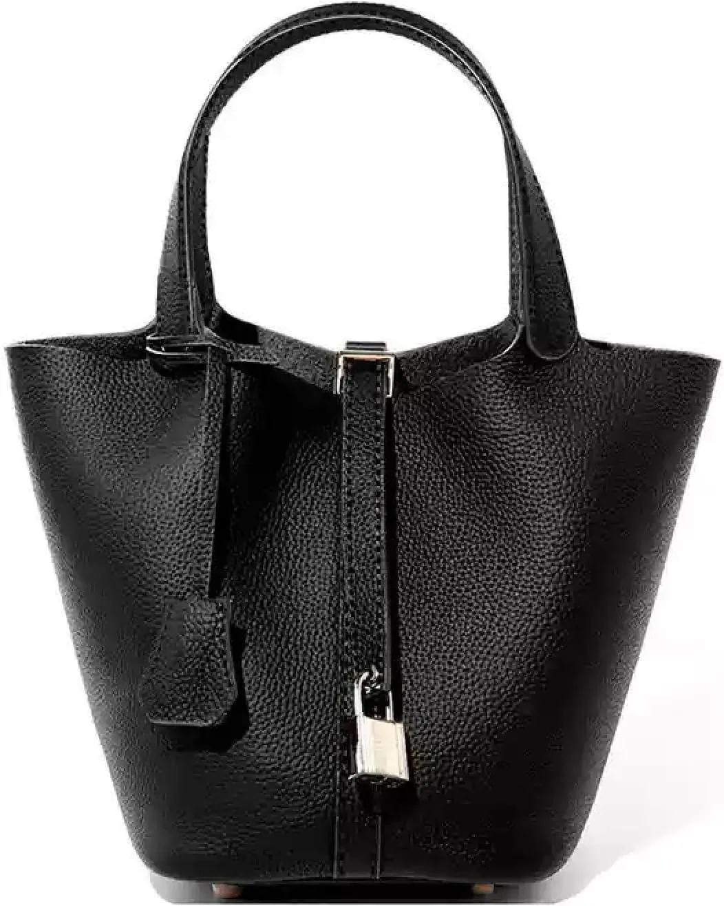 Women's Leather Bucket Bag Old Trend Lychee Drawstring Soft Basket Tote Bag