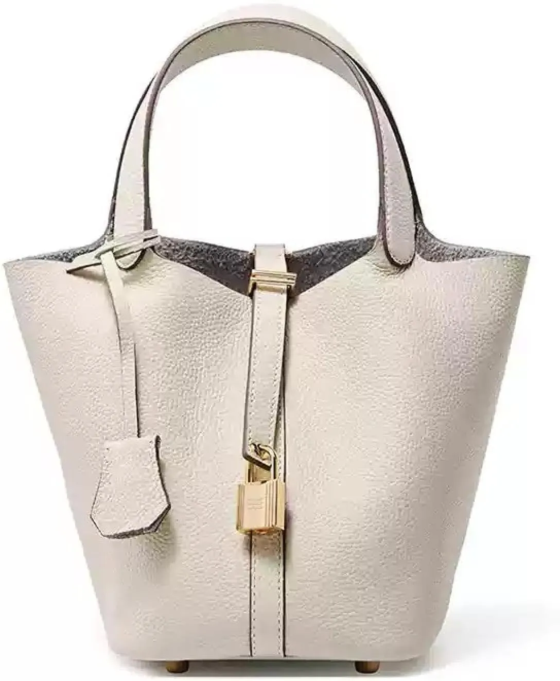 Women's Leather Bucket Bag Old Trend Lychee Drawstring Soft Basket Tote Bag