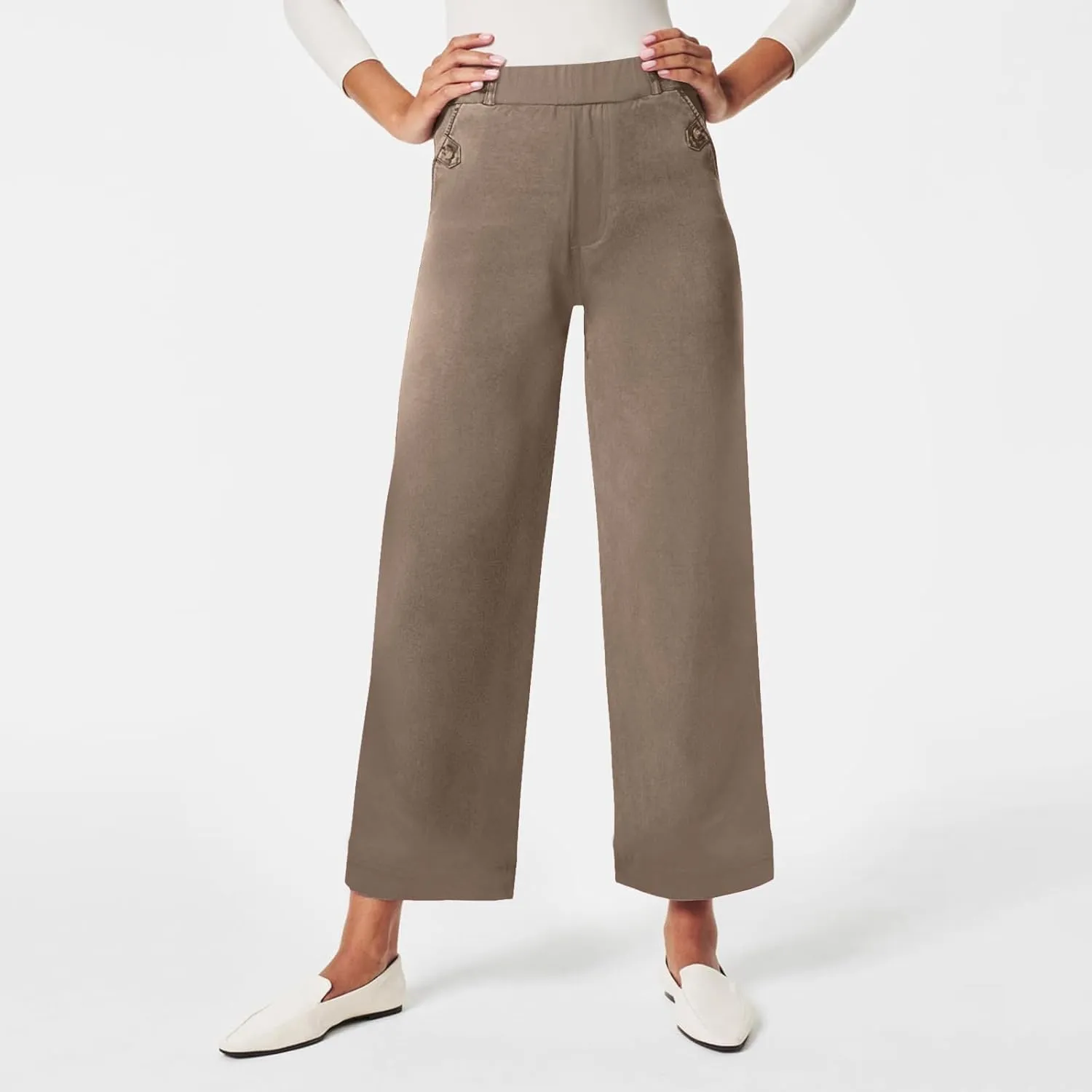 Women's Linen Blend Summer Pull On Palazzo Lounge Pants High Waist Wide Leg Slim-Fit Pant Trousers Work Business