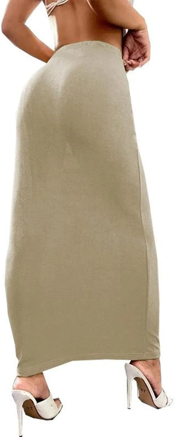Women's Long Midi Pencil Skirt High Waisted Bodycon Summer Dresses Casual Office Work Business Skirts