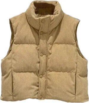 Women's Padded Cotton Vests - Solid Color Lightweight Warm Coat Down Jacket