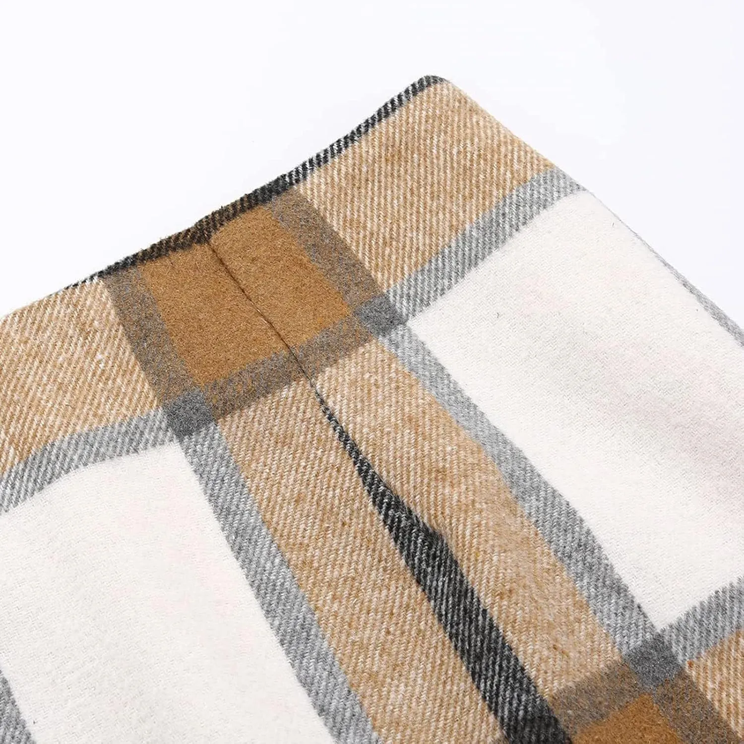 Womens Plaid Skirts Fall Winter Wool Bodycon Pencil Skirts Casual Tweed Trendy A Line Mini Skirts
