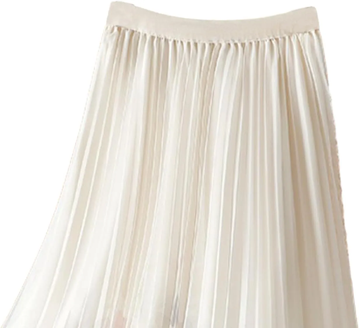 Womens Pleated Midi Skirt Tulle Tutu Graphic Print Elastic Waist A-Line Mesh Summer Long Flowy Skirts
