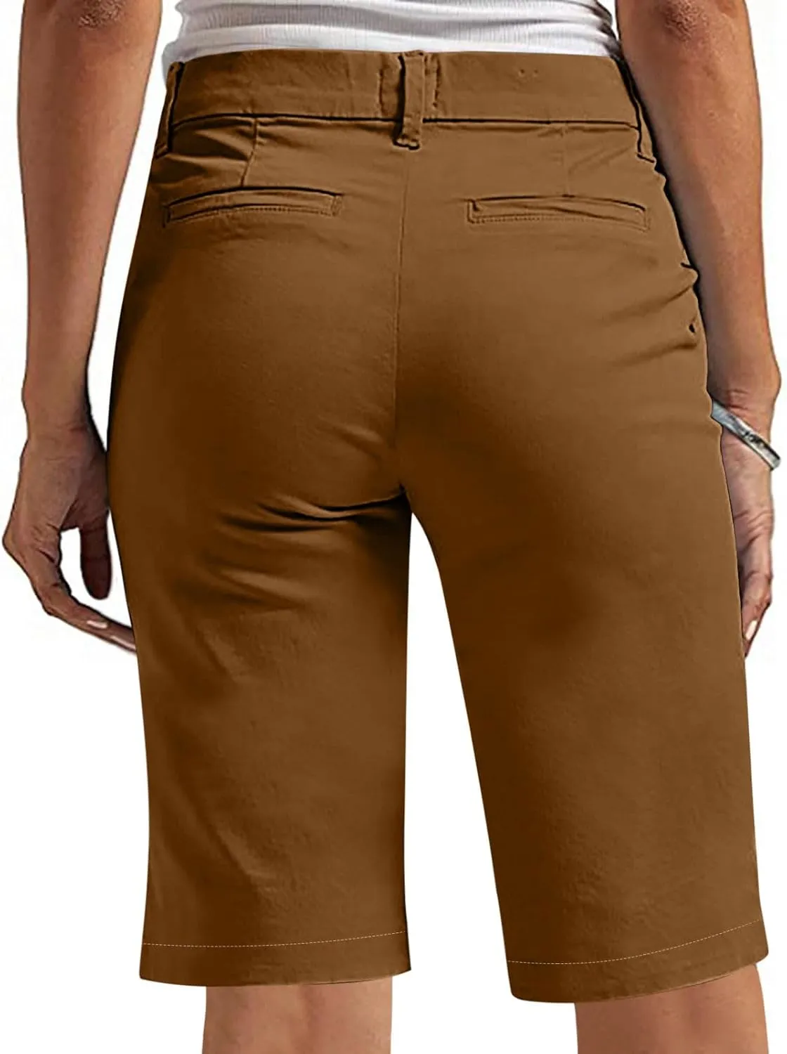 Women's Pull On Bermuda Shorts for Women 2025 Trendy Stretch Twill Short Dressy Casual High Waisted Summer Slacks