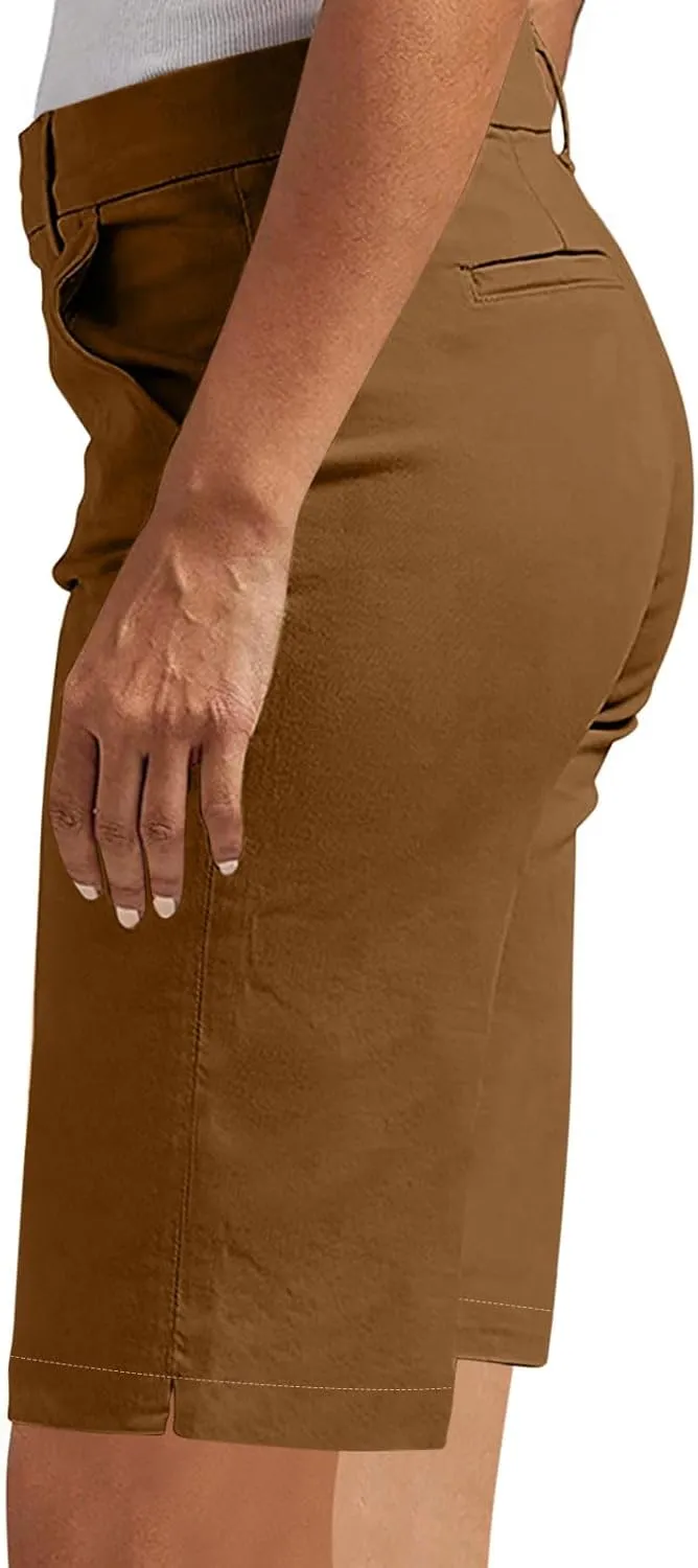 Women's Pull On Bermuda Shorts for Women 2025 Trendy Stretch Twill Short Dressy Casual High Waisted Summer Slacks