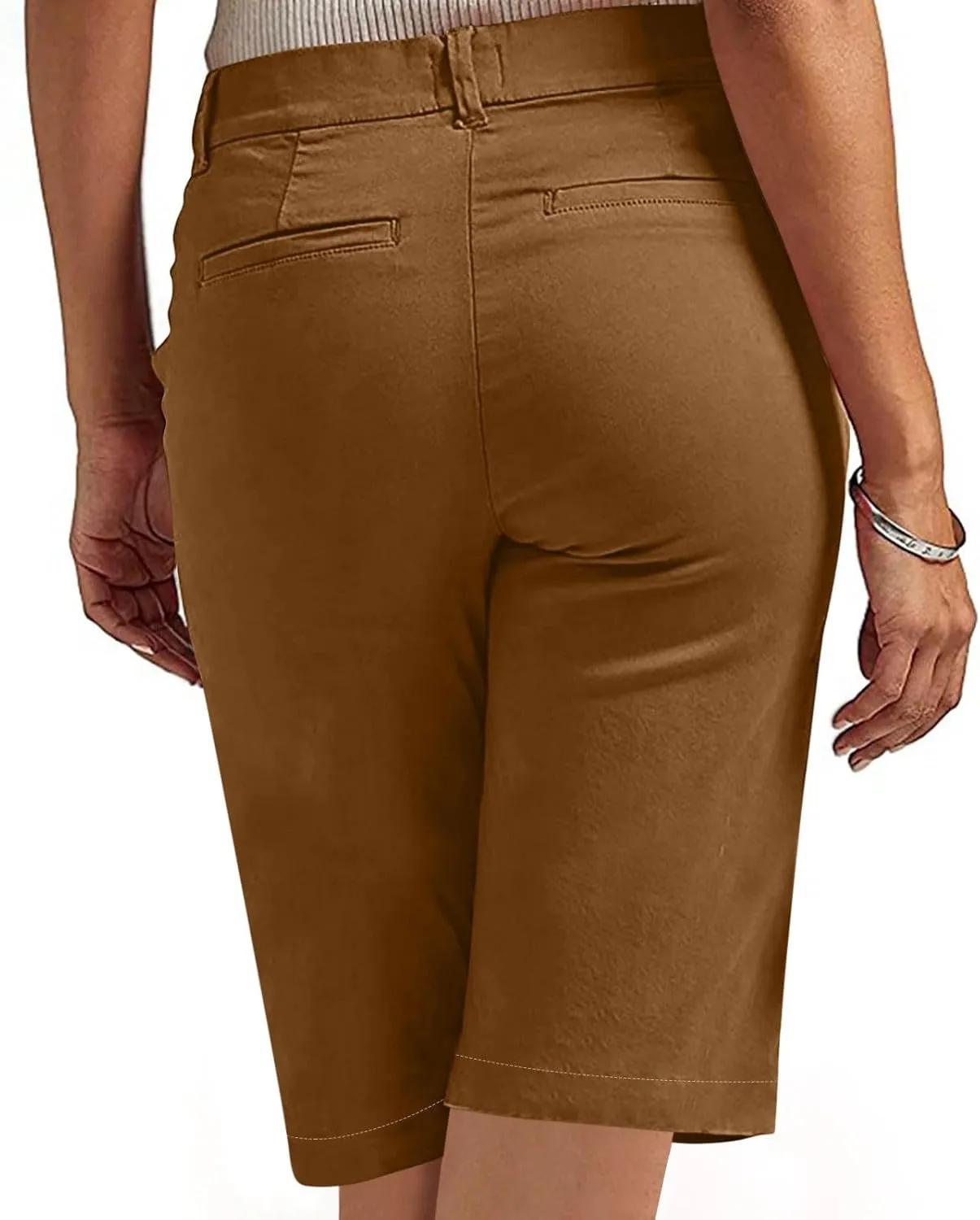 Women's Pull On Bermuda Shorts for Women 2025 Trendy Stretch Twill Short Dressy Casual High Waisted Summer Slacks