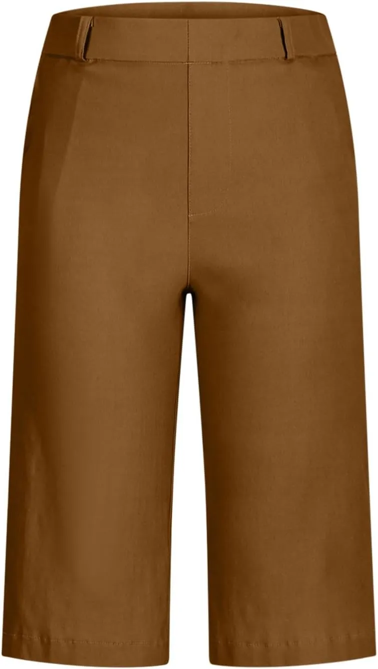 Women's Pull On Bermuda Shorts for Women 2025 Trendy Stretch Twill Short Dressy Casual High Waisted Summer Slacks