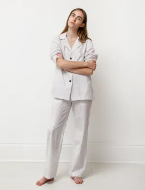 Women's Pyjama Set White/Taupe Stripes