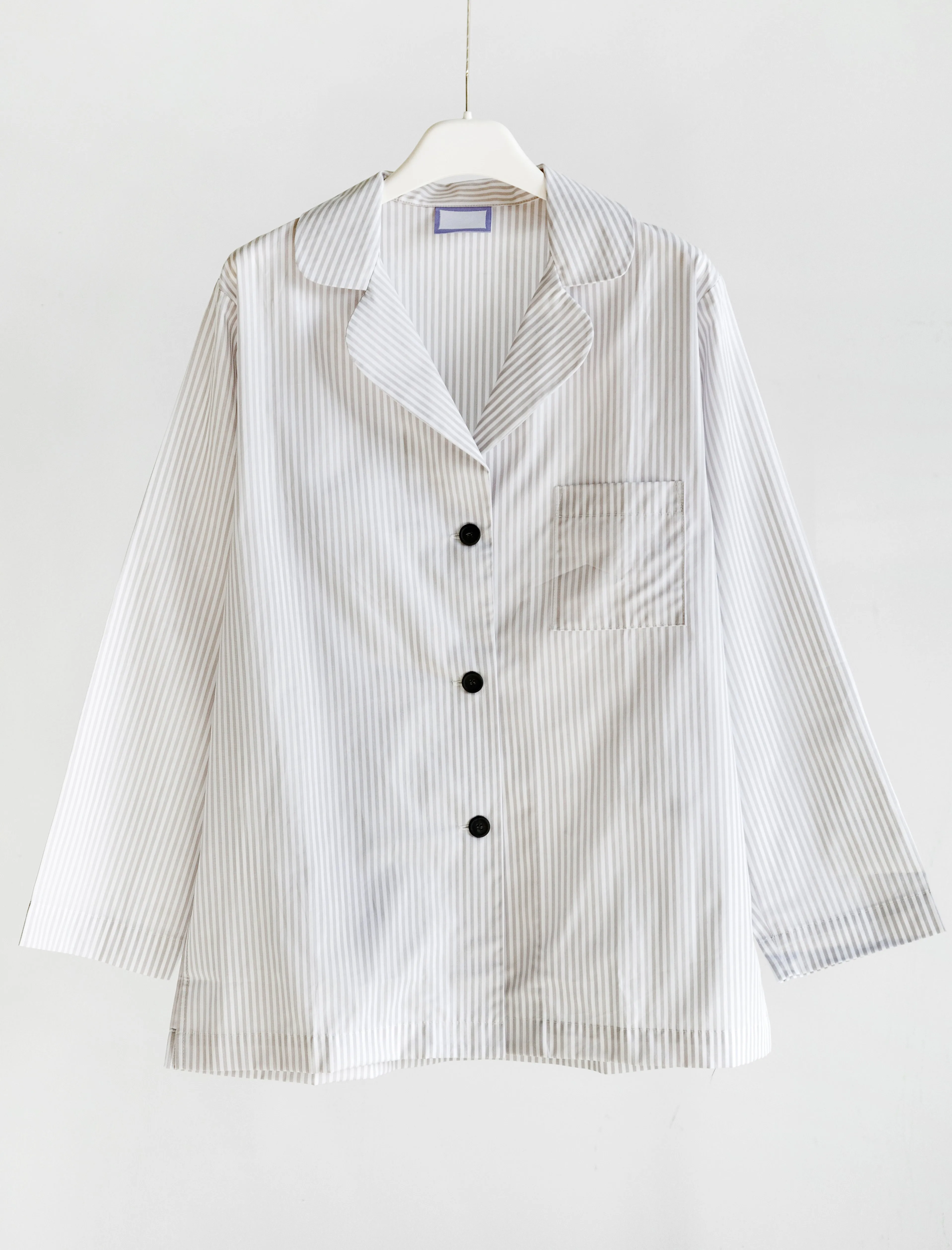 Women's Pyjama Set White/Taupe Stripes