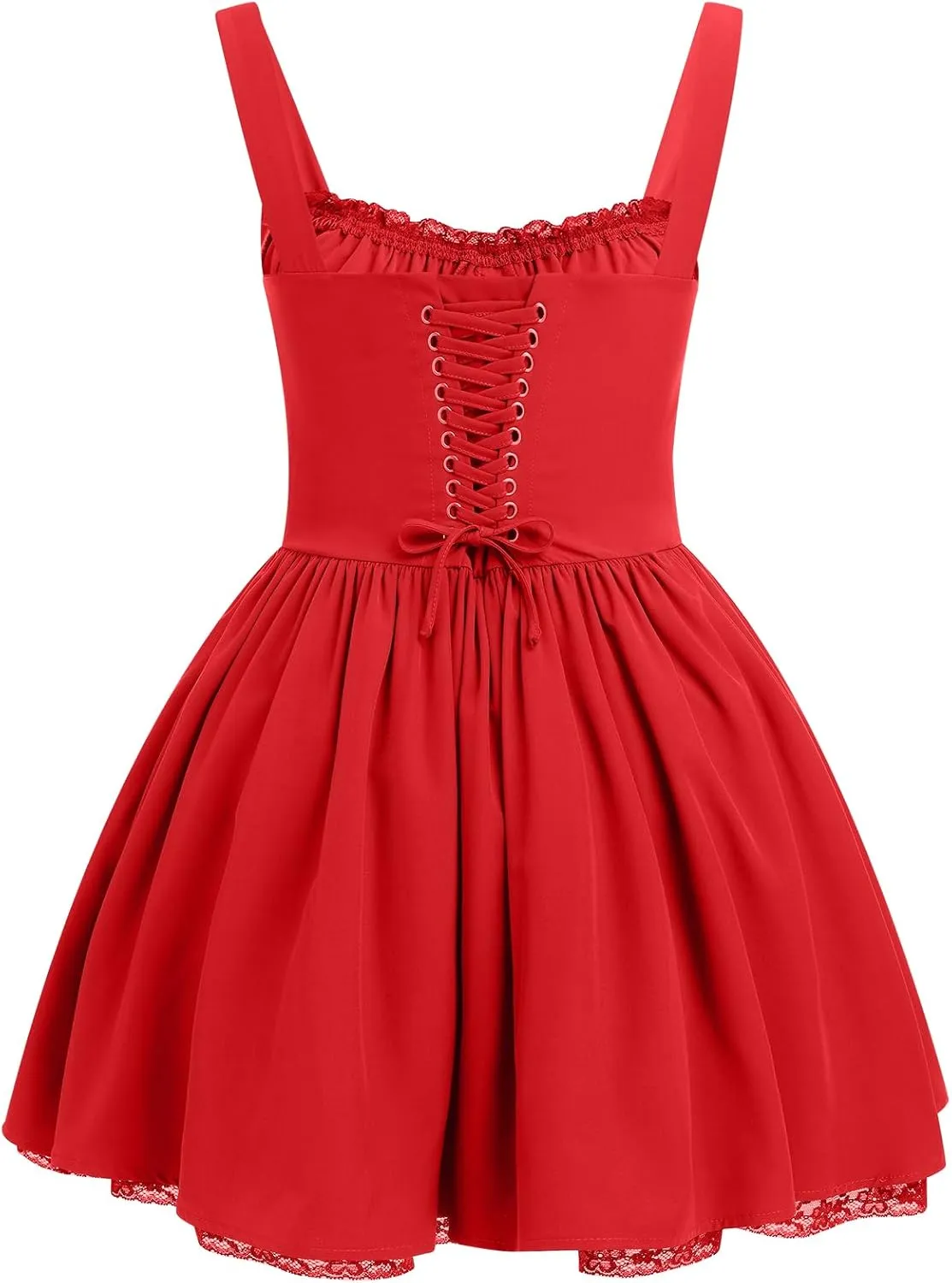 Women's Short Corset Sundress Boho Mini Dress Sleeveless Backless Low Cut Lace Dress Summer