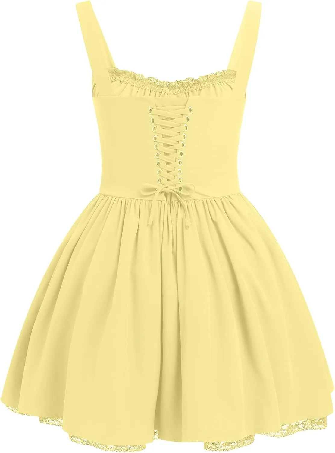 Women's Short Corset Sundress Boho Mini Dress Sleeveless Backless Low Cut Lace Dress Summer