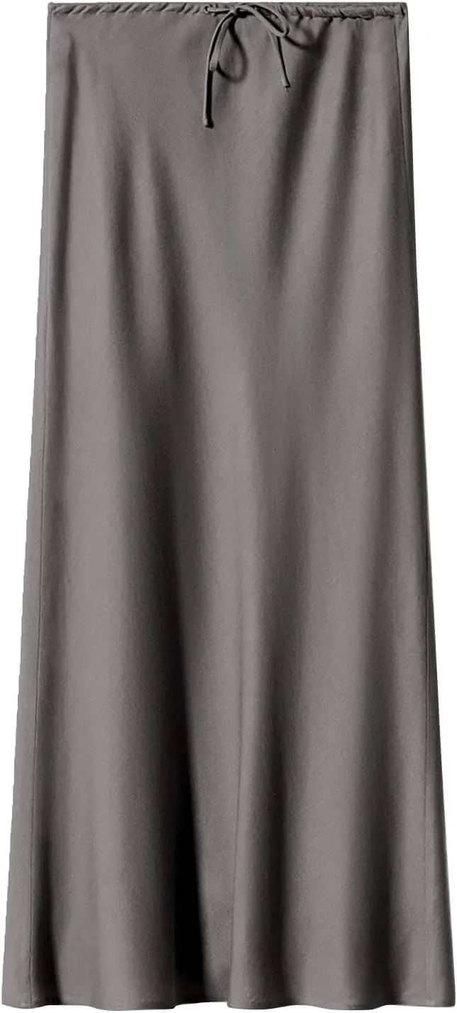 Women's Skirts Elastic Waist High Pure Color Split in The Dress Clothing Spring Outfits