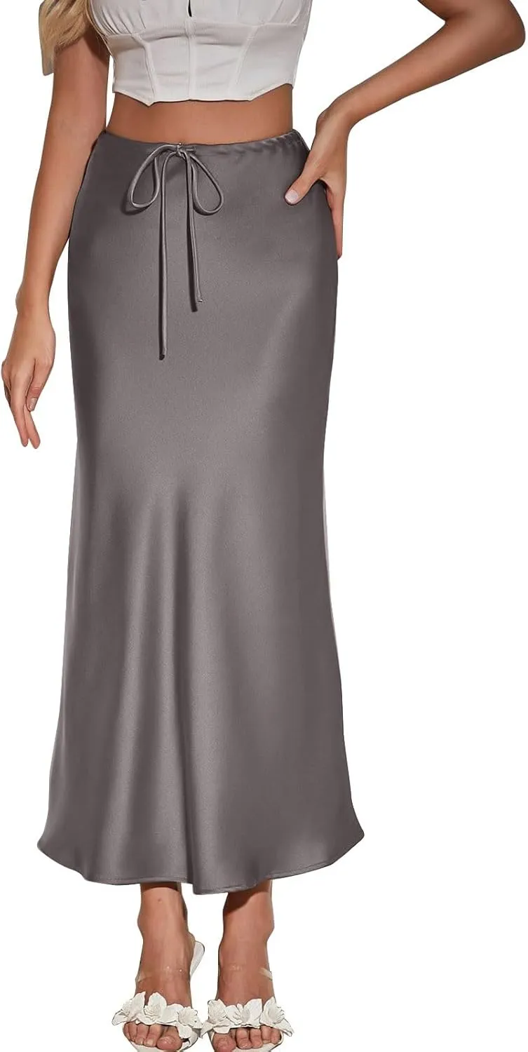 Women's Skirts Elastic Waist High Pure Color Split in The Dress Clothing Spring Outfits