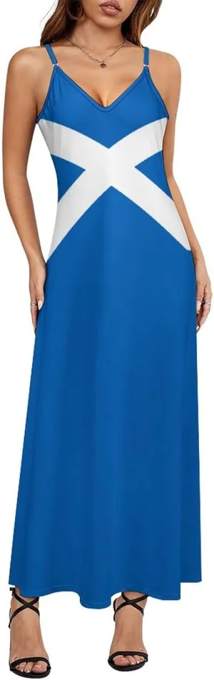 Women's Summer Camisole Long Skirt Honduras Flag Maxi Dress Casual Backless Slip Dresses