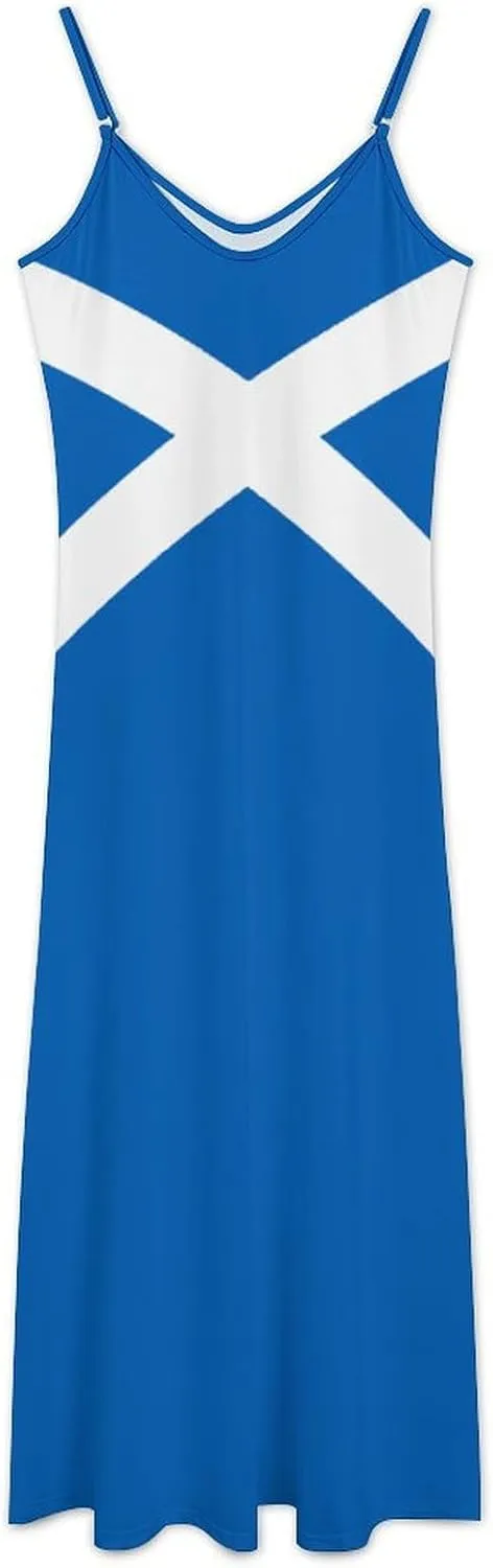 Women's Summer Camisole Long Skirt Honduras Flag Maxi Dress Casual Backless Slip Dresses