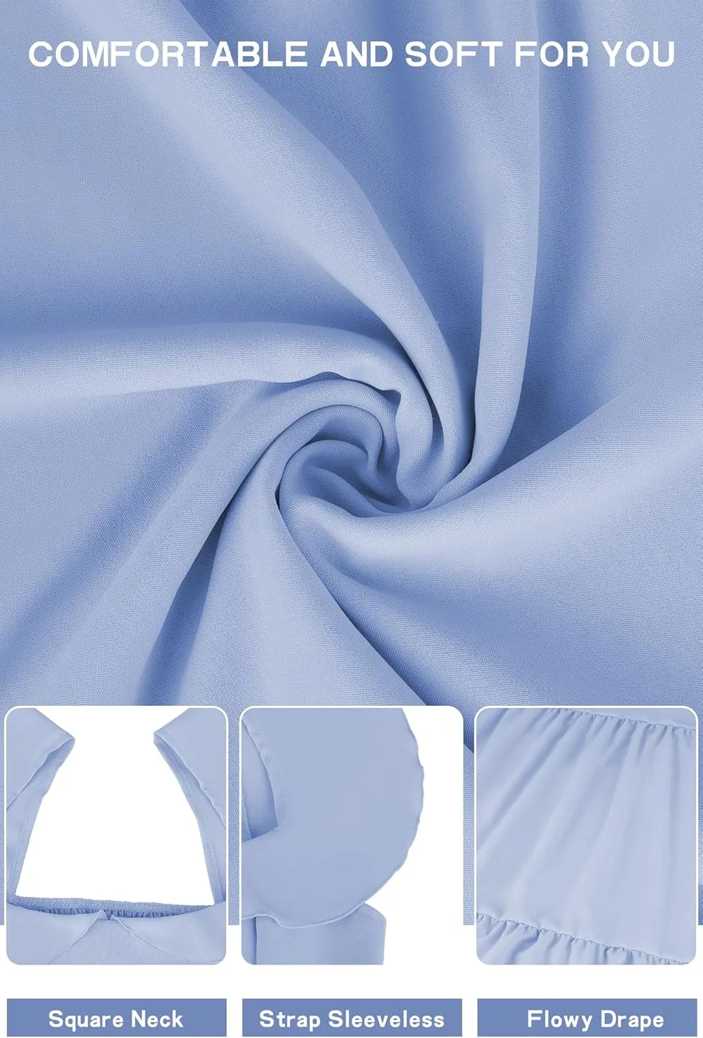 Women's Summer Sleeveless Ruffle Dresses 2024 Square Neck Smocked Backless Boho Flowy Beach A-Line Maxi Sundress