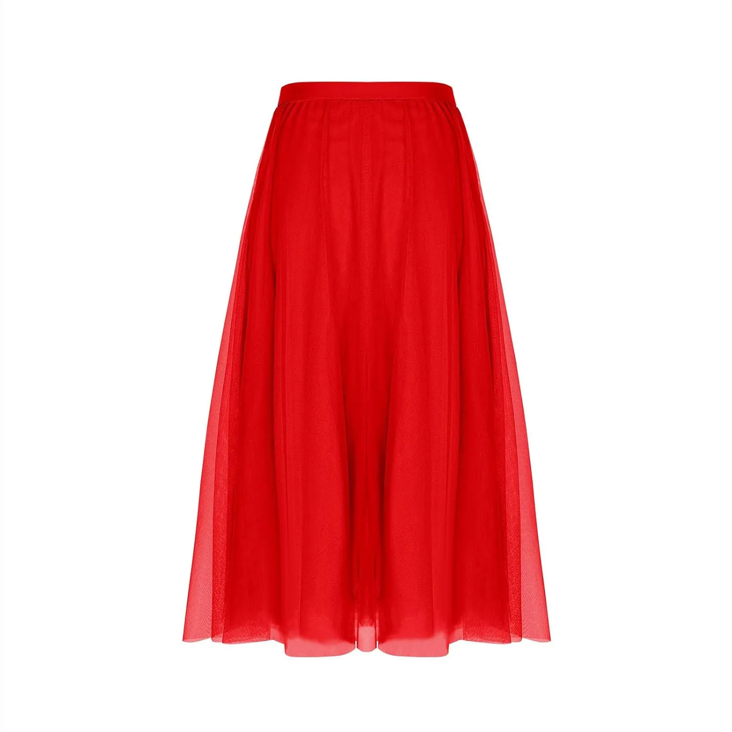 Womens Tulle Skirt Elegant Pleated Skirts for Women Midi Length Elastic Waist Skirts Party Evening A Line Tutu Skirts