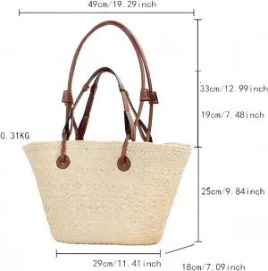 Woven Tote Bag for Women Straw Bags for Women 2024 Straw Tote Bag Straw Beach Bags for Women