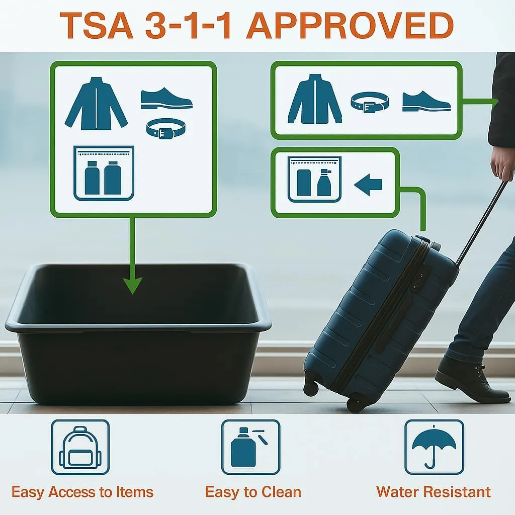XEWEA 2PCS Middle TSA Approved Clear Travel Toiletry Bags for Men Women,Transparent Makeup Cosmetic Bag with Handle Zipper, Waterproof PVC Quart Organizer Pouch for Airport Airline Essential, Balck
